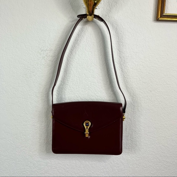 GUCCI VTG 70's Tigers Eye Locket Flap Handbag Tote - Picture 12 of 12